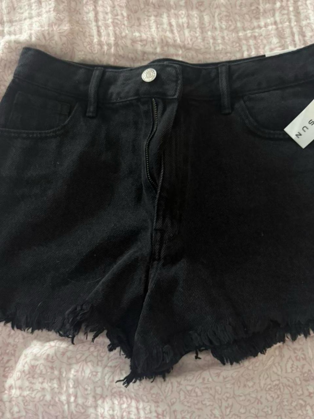 PacSun Black Frayed Hem Denim Shorts